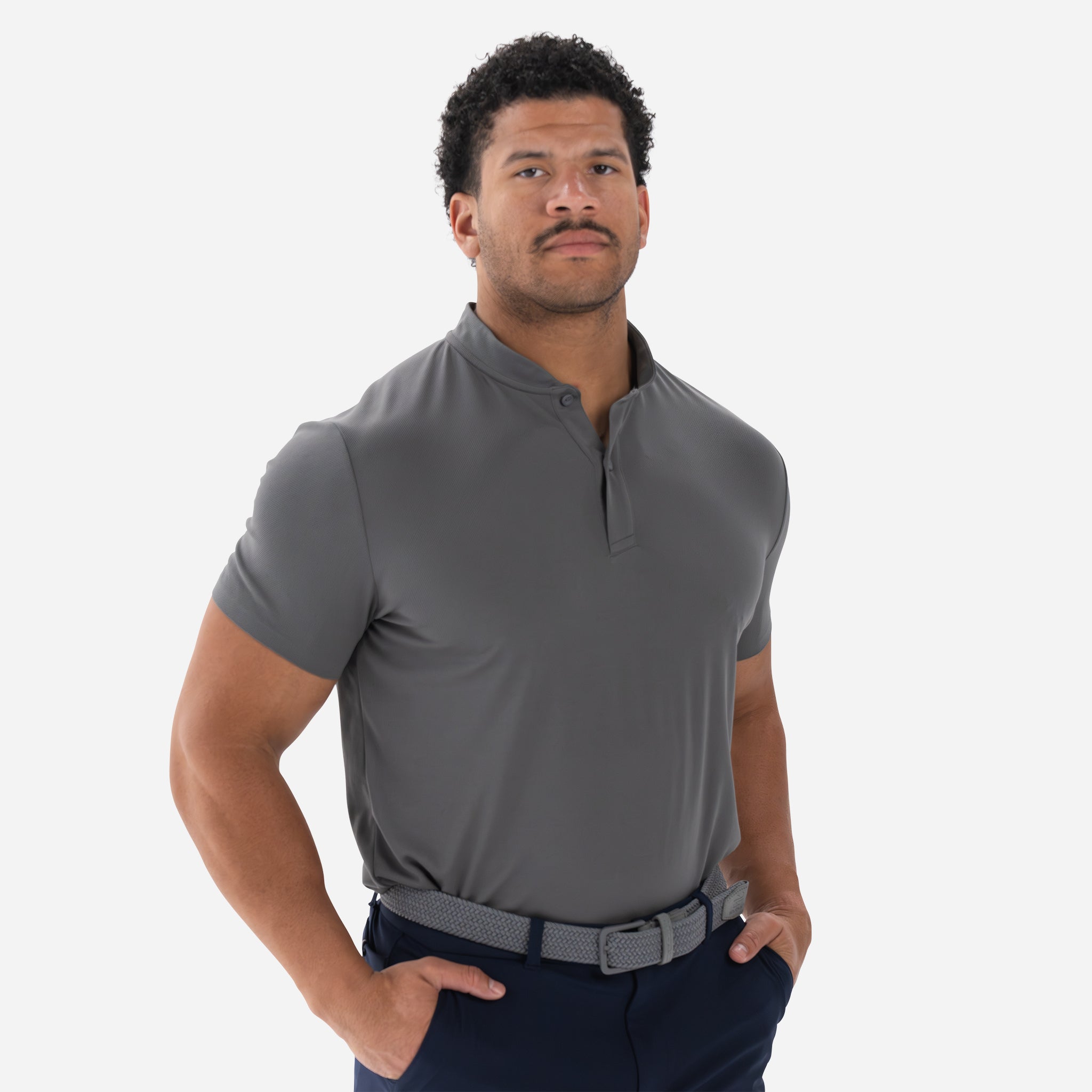 Performance Blade Collar Polo Charcoal Grey