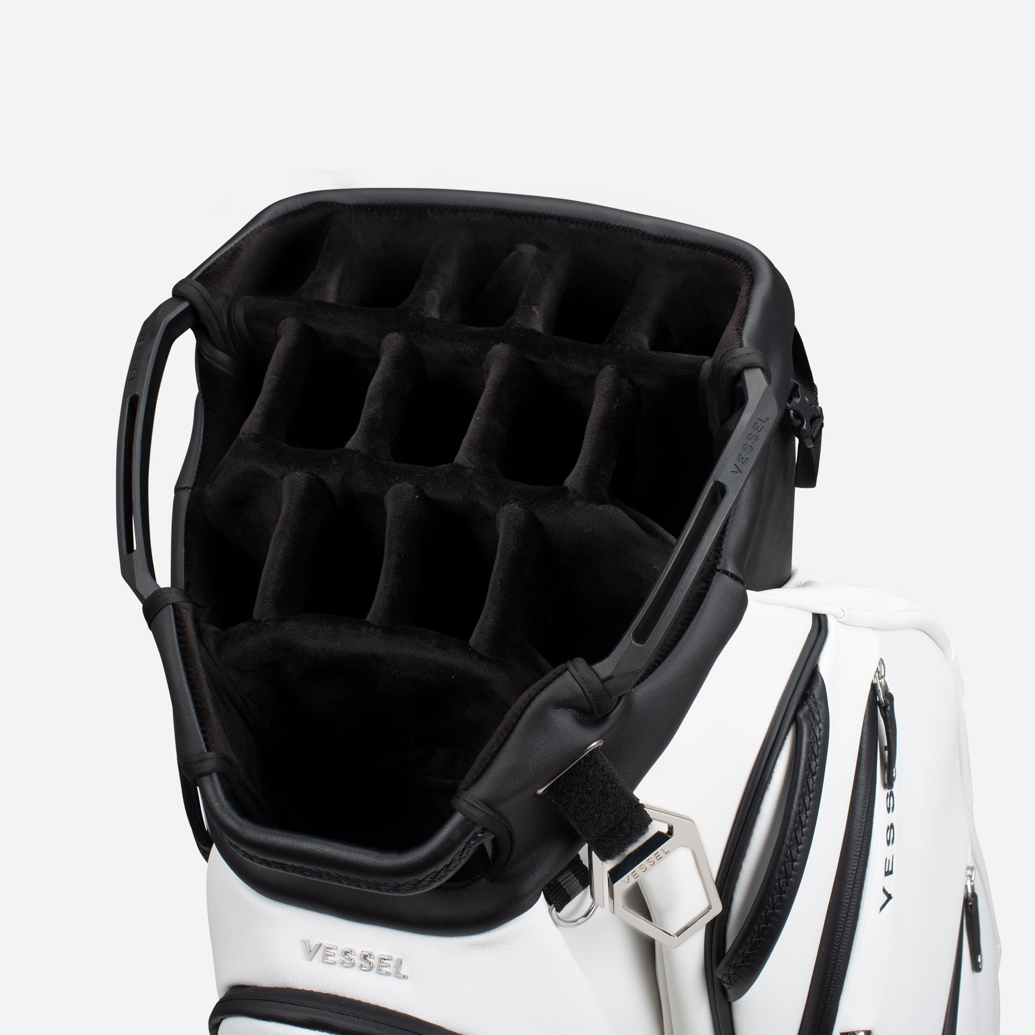VESSEL Lux Pro Cart II in white – premium golf cart bag