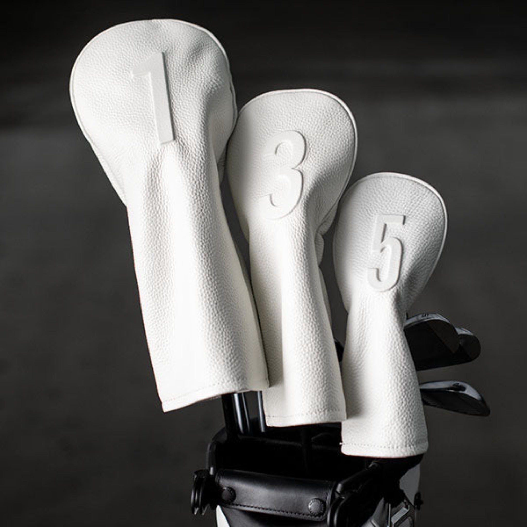 VESSEL Lux Embossé Headcover in white – leather golf club headcover